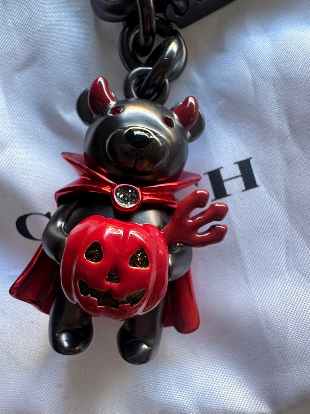 Coach Black and Red Devil Bear Key Charm